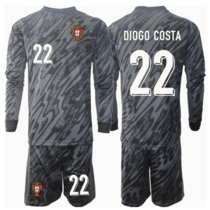 Fotbalové Dres Portugalsko Diogo Costa #22 Brankářské Dětské Venkovní Oblečení ME 2024 Dlouhý Rukáv (+ trenýrky)